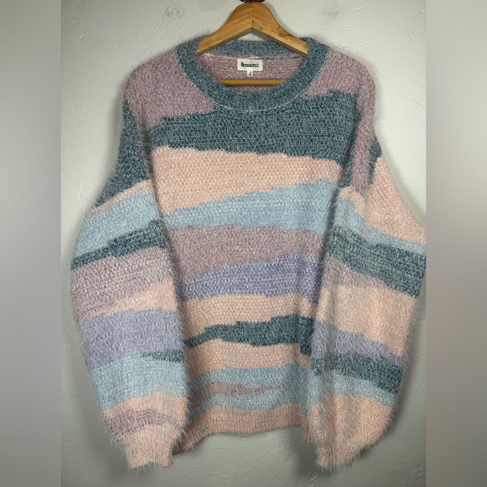 &merci Oversized 90’s Pastel Colored Soft Crewneck Size Small - Picture 2 of 7